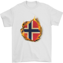 The Norwegian Flag Fire Effect Norway Mens T-Shirt Cotton Gildan White