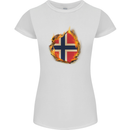 The Norwegian Flag Fire Effect Norway Womens Petite Cut T-Shirt White