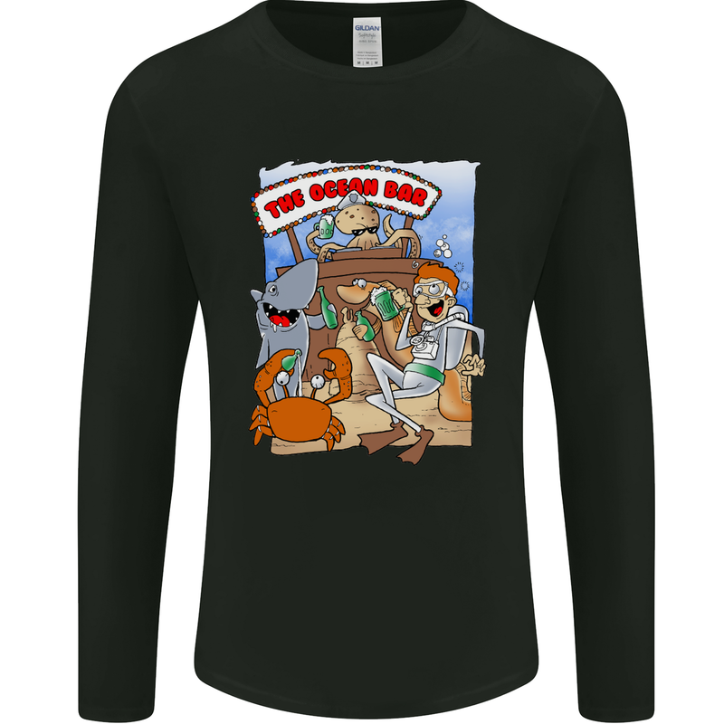 The Ocean Bar Scuba Diving Diver Alcohol Mens Long Sleeve T-Shirt Black
