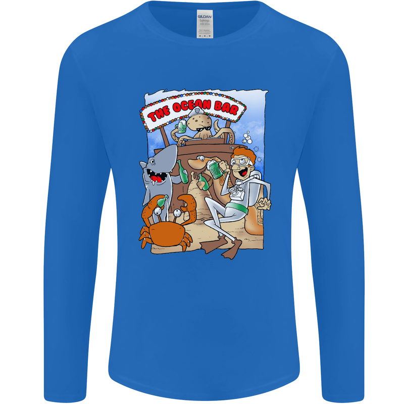 The Ocean Bar Scuba Diving Diver Alcohol Mens Long Sleeve T-Shirt Royal Blue