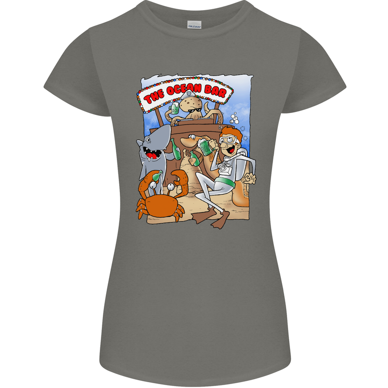 The Ocean Bar Scuba Diving Diver Alcohol Womens Petite Cut T-Shirt Charcoal