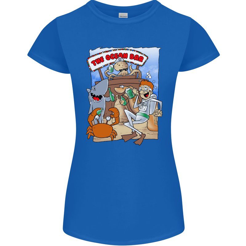 The Ocean Bar Scuba Diving Diver Alcohol Womens Petite Cut T-Shirt Royal Blue