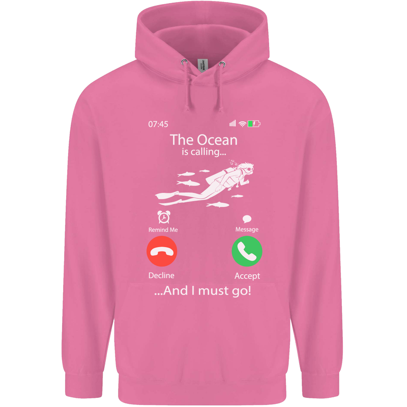 The Ocean Is Calling Scuba Diving Diver Childrens Kids Hoodie Azalea