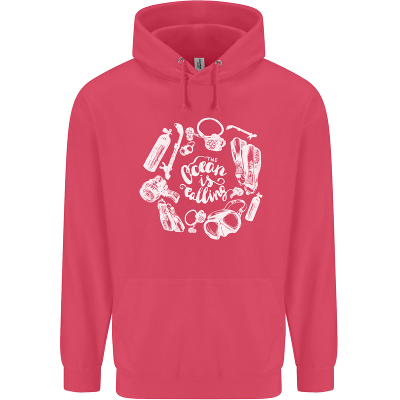 The Ocean Is Calling Scuba Diving Diver Childrens Kids Hoodie Heliconia