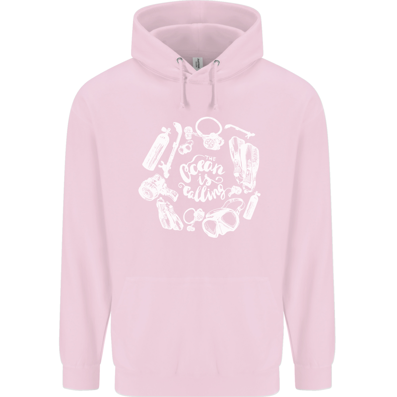 The Ocean Is Calling Scuba Diving Diver Childrens Kids Hoodie Light Pink