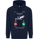The Ocean Is Calling Scuba Diving Diver Childrens Kids Hoodie Navy Blue