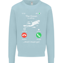The Ocean Is Calling Scuba Diving Diver Kids Sweatshirt Jumper Light Blue