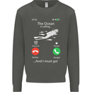 The Ocean Is Calling Scuba Diving Diver Kids Sweatshirt Jumper Storm Grey