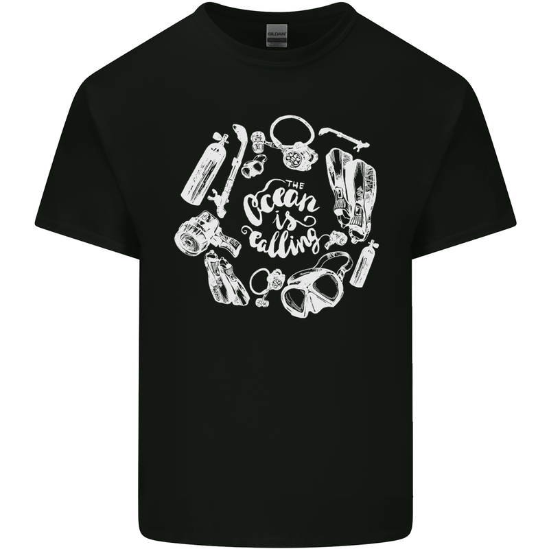 The Ocean Is Calling Scuba Diving Diver Kids T-Shirt Childrens Black