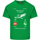 The Ocean Is Calling Scuba Diving Diver Kids T-Shirt Childrens Irish Green