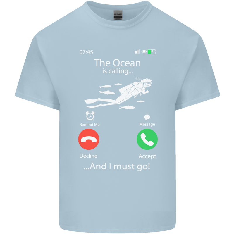 The Ocean Is Calling Scuba Diving Diver Kids T-Shirt Childrens Light Blue