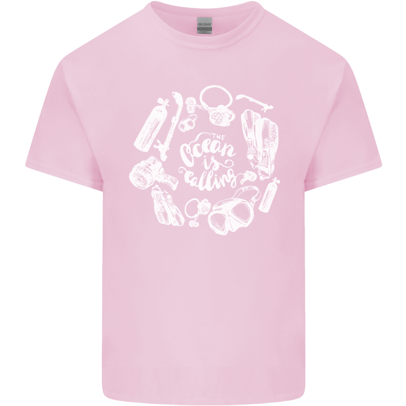 The Ocean Is Calling Scuba Diving Diver Kids T-Shirt Childrens Light Pink