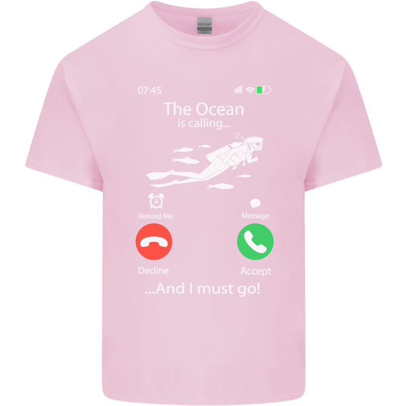 The Ocean Is Calling Scuba Diving Diver Kids T-Shirt Childrens Light Pink