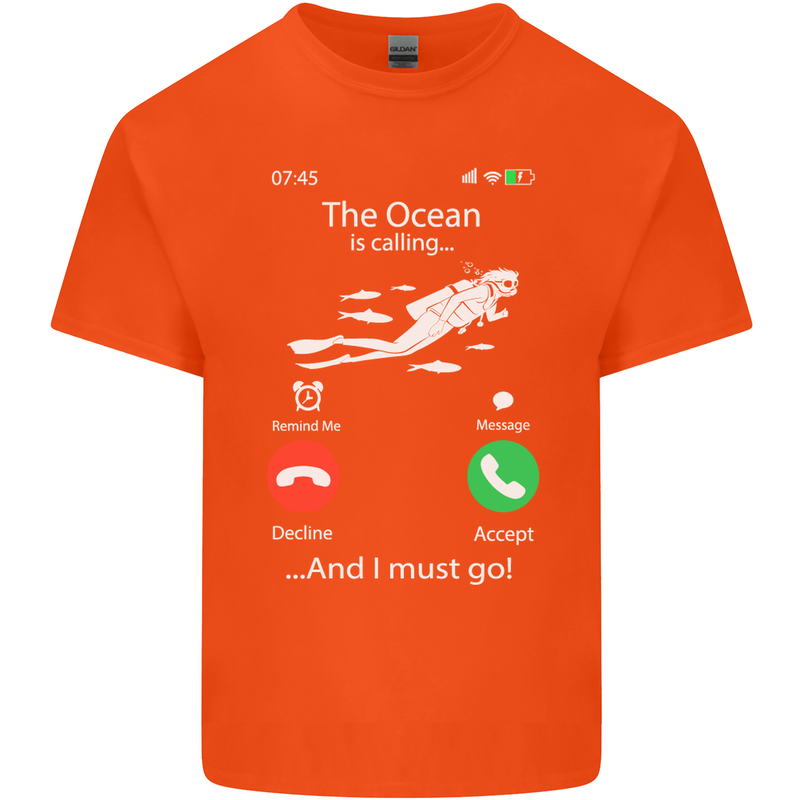 The Ocean Is Calling Scuba Diving Diver Kids T-Shirt Childrens Orange