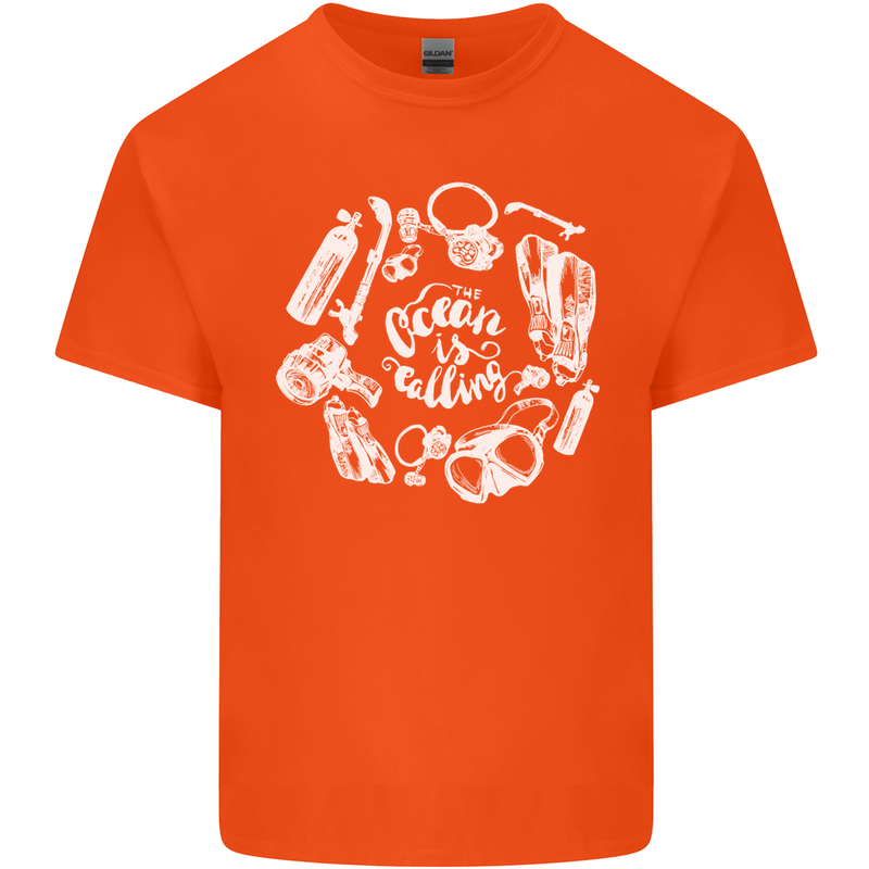 The Ocean Is Calling Scuba Diving Diver Kids T-Shirt Childrens Orange