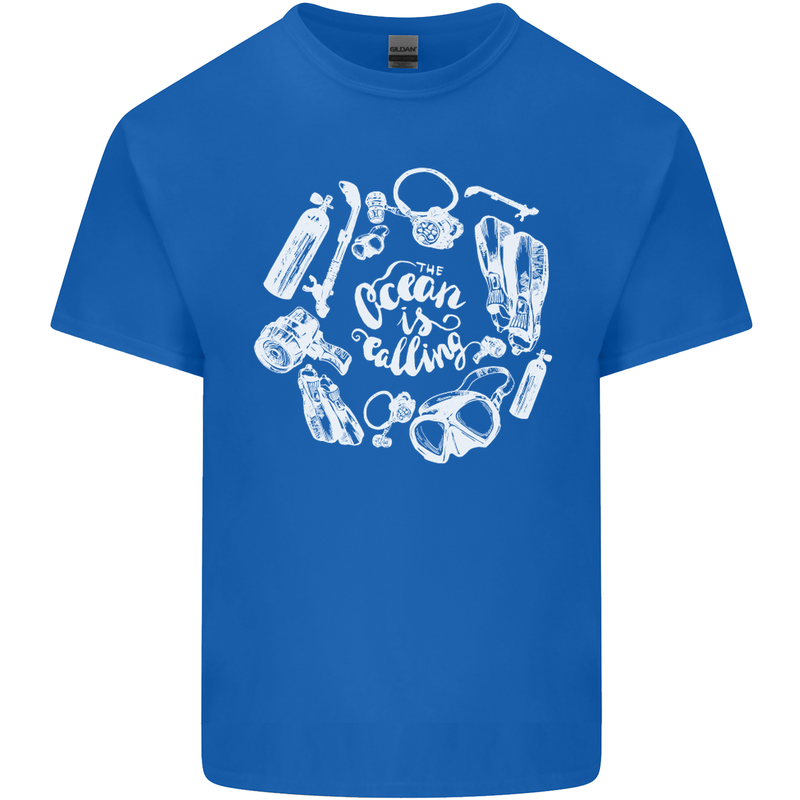 The Ocean Is Calling Scuba Diving Diver Kids T-Shirt Childrens Royal Blue