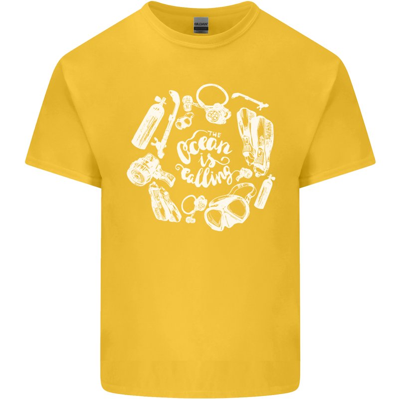 The Ocean Is Calling Scuba Diving Diver Kids T-Shirt Childrens Yellow