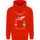 The Ocean Is Calling Scuba Diving Diver Mens 80% Cotton Hoodie Bright Red