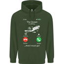 The Ocean Is Calling Scuba Diving Diver Mens 80% Cotton Hoodie Forest Green
