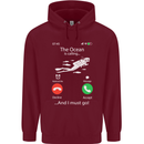 The Ocean Is Calling Scuba Diving Diver Mens 80% Cotton Hoodie Maroon