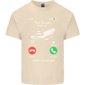 The Ocean Is Calling Scuba Diving Diver Mens Cotton T-Shirt Tee Top Natural