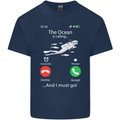 The Ocean Is Calling Scuba Diving Diver Mens Cotton T-Shirt Tee Top Navy Blue