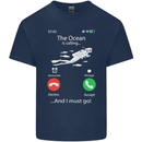 The Ocean Is Calling Scuba Diving Diver Mens Cotton T-Shirt Tee Top Navy Blue