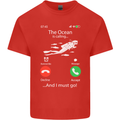 The Ocean Is Calling Scuba Diving Diver Mens Cotton T-Shirt Tee Top Red