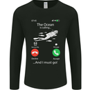 The Ocean Is Calling Scuba Diving Diver Mens Long Sleeve T-Shirt Black