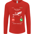 The Ocean Is Calling Scuba Diving Diver Mens Long Sleeve T-Shirt Red