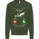 The Ocean Is Calling Scuba Diving Diver Mens Sweatshirt Jumper Forest Green