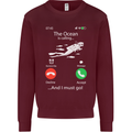 The Ocean Is Calling Scuba Diving Diver Mens Sweatshirt Jumper Maroon