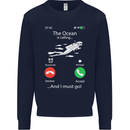 The Ocean Is Calling Scuba Diving Diver Mens Sweatshirt Jumper Navy Blue