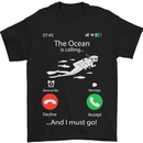 The Ocean Is Calling Scuba Diving Diver Mens T-Shirt Cotton Gildan Black