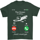 The Ocean Is Calling Scuba Diving Diver Mens T-Shirt Cotton Gildan Forest Green