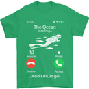 The Ocean Is Calling Scuba Diving Diver Mens T-Shirt Cotton Gildan Irish Green