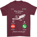 The Ocean Is Calling Scuba Diving Diver Mens T-Shirt Cotton Gildan Maroon