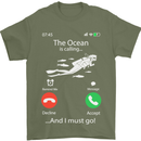 The Ocean Is Calling Scuba Diving Diver Mens T-Shirt Cotton Gildan Military Green