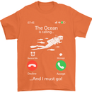 The Ocean Is Calling Scuba Diving Diver Mens T-Shirt Cotton Gildan Orange