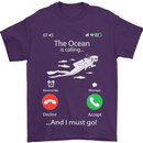 The Ocean Is Calling Scuba Diving Diver Mens T-Shirt Cotton Gildan Purple