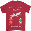 The Ocean Is Calling Scuba Diving Diver Mens T-Shirt Cotton Gildan Red