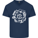 The Ocean Is Calling Scuba Diving Diver Mens V-Neck Cotton T-Shirt Navy Blue