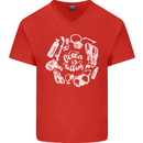 The Ocean Is Calling Scuba Diving Diver Mens V-Neck Cotton T-Shirt Red