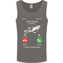 The Ocean Is Calling Scuba Diving Diver Mens Vest Tank Top Charcoal
