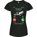 The Ocean Is Calling Scuba Diving Diver Womens Petite Cut T-Shirt Black