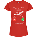 The Ocean Is Calling Scuba Diving Diver Womens Petite Cut T-Shirt Red