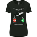 The Ocean Is Calling Scuba Diving Diver Womens Wider Cut T-Shirt Black