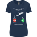 The Ocean Is Calling Scuba Diving Diver Womens Wider Cut T-Shirt Navy Blue
