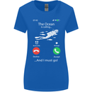 The Ocean Is Calling Scuba Diving Diver Womens Wider Cut T-Shirt Royal Blue