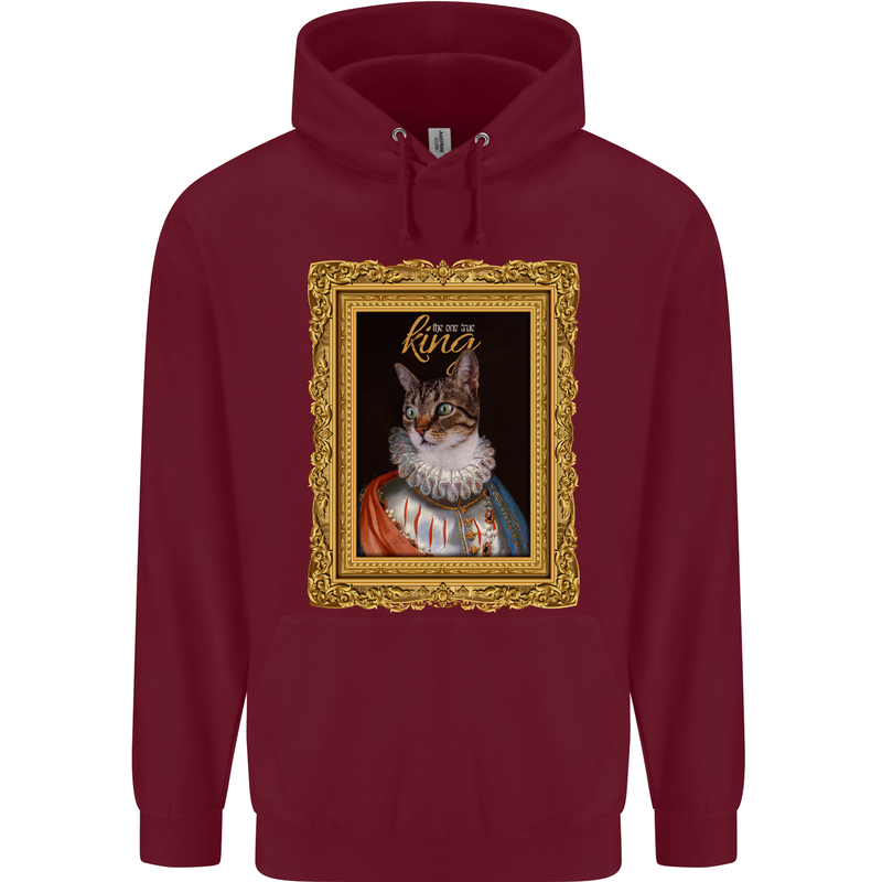 The One True Cat King Funny Childrens Kids Hoodie Maroon